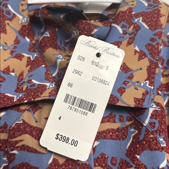 NWT [$398] Brooks Brothers Shirt Dress Gazelle Print 100% Silk Size 4 - Picture 7 of 10